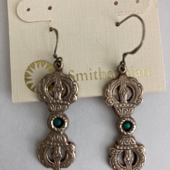 Silver & Emerald Drop Earrings - Picture 1 of 1